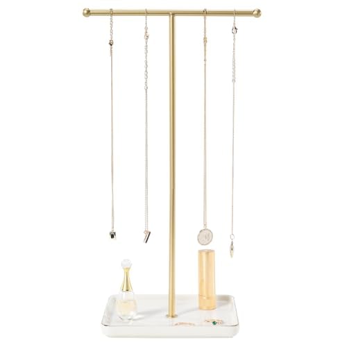 Borozo Necklace Holder Stand with Ceramic Tray