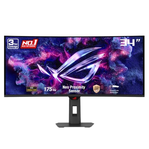 ASUS ROG XG34WCDG 34 Inch 1440p 175Hz Ultrawide OLED G-SYNC Gaming Monitor Deal