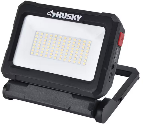 Husky 2500 Lumens Dual Power Rechargeable Battery or Solar Powered LED Work Light Deal