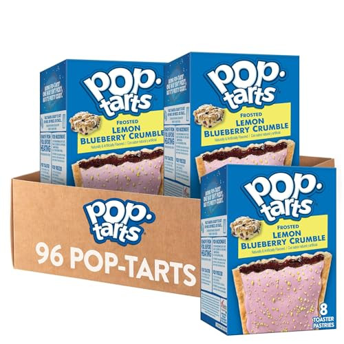 Pop-Tarts Toaster Pastries Frosted Lemon Blueberry Crumble (12 Boxes, 96 Count)