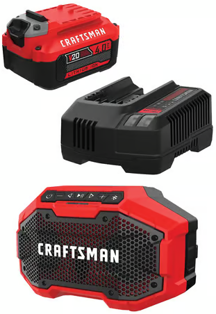 CRAFTSMAN V20 4Ah Battery and Charger Kit with Cordless Bluetooth Speaker Deal