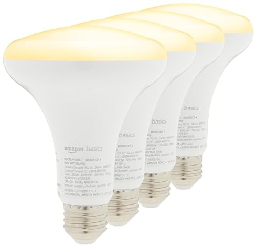 Amazon Basics Smart BR30 LED Light Bulbs Dimmable Soft White (2700K) 4-Pack Deal