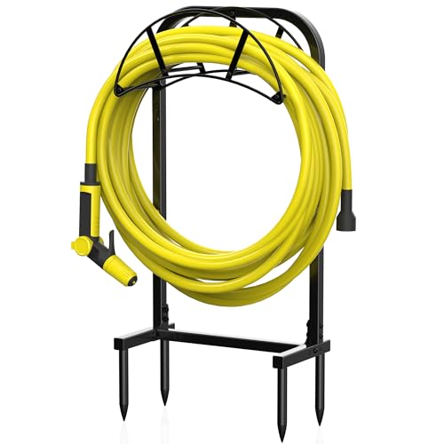 Suhek Garden Hose Holder Heavy Duty 4-Spike Stand Holds Up to 150FT Hose