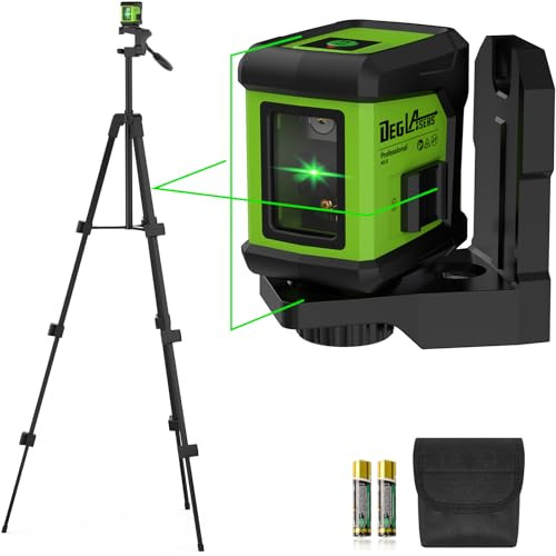 DegLasers 100' Self Leveling Green Cross Line Laser Level w/ Tripod & Carrying Case