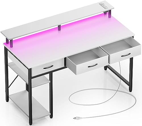 Rolanstar 47" Computer Desk w/ Power Outlets & LED Lights