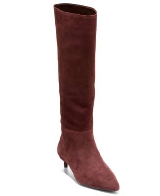 Cole Haan Women's Go-To-Janece Pointed Toe Kitten Heel Dress Boots Madeira Brown Suede Deal