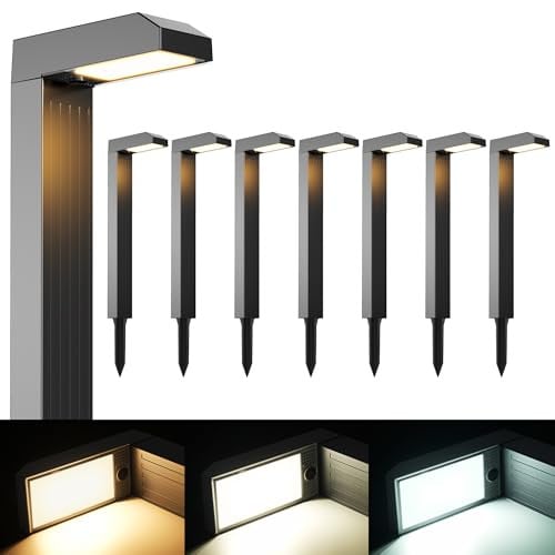 8-Pack COXSENI Solar Outdoor 3 Color in 1 Pathway Lights