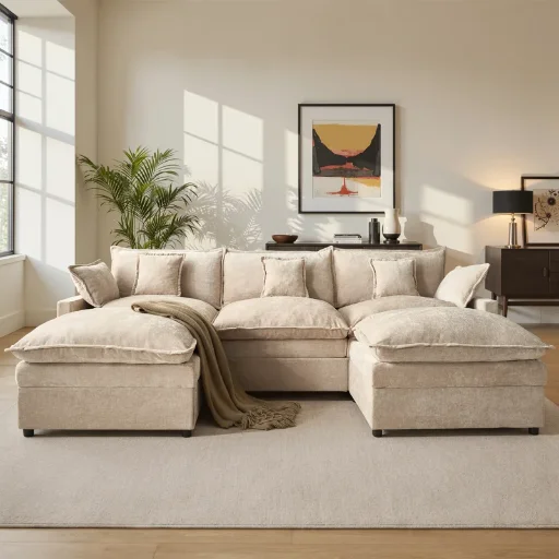 107.9″ Modular U-Shaped Sectional Sofa with Ottomans