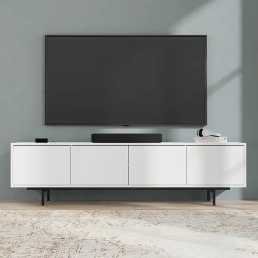 Latitude Run Cambridge 74.5" 4 Door TV Console for TVs up to 85" (White) Deal