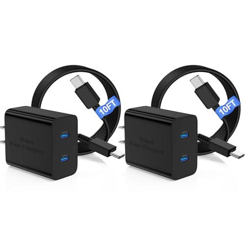 COONCXEN 45W Dual-Port USB-C Charger with 2x 10' Cables