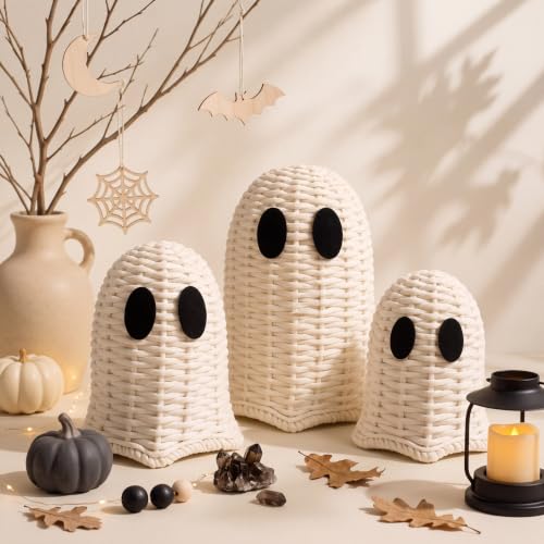 3 Pcs Halloween Rattan Wicker Ghosts Deal