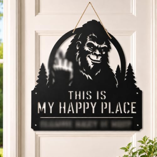 8" Happy Place Bigfoot Metal Sign Deal