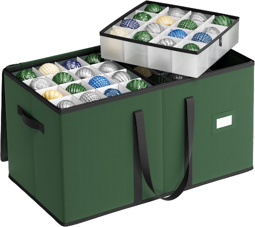 SONGMICS Large Christmas Ornament Storage Box, 128 Slots
