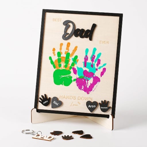 10" Best Dad Ever Hands Down DIY Frame Hand Print Kits Deal