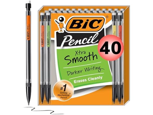 BIC Xtra-Smooth Pastel Mechanical Pencils w/ Erasers (0.7mm) 40-Count
