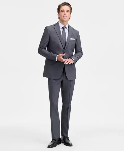 DKNY Men's Modern-Fit Nested Fall Suit - Black White