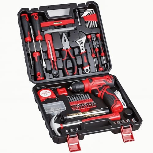 8V Cordless Drill Set, 132 Piece Home Tool Set