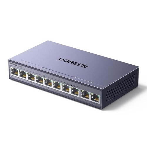 UGREEN 10 Port PoE Switch 1000Mbps, 8 PoE+@60W + 2 Gigabit Uplink
