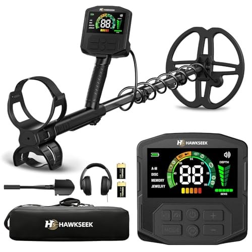 Metal Detector 2X Larger Backlit Color LCD with 10" Double-D Waterproof Coil