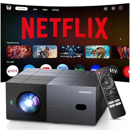 Smart Projector with WiFi 6 and Bluetooth 5.3, 4K Outdoor Movie Projector w/ Netflix