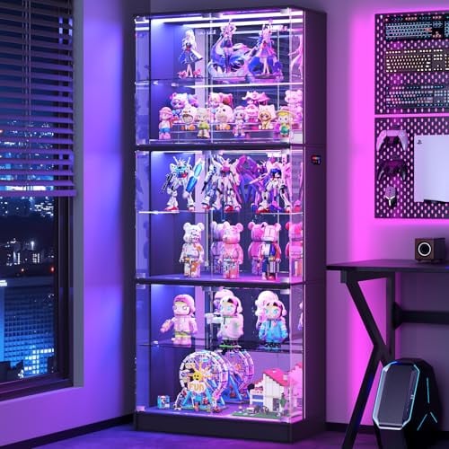 6-Tier 71" Glass Display Cabinet with RGB LED Lights Deal