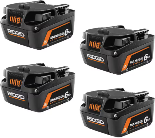 RIDGID 18V 6.0Ah MAX Output Lithium-Ion Batteries (4-Pack)