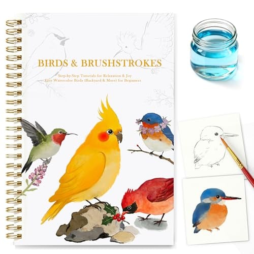 16-Sheet 140-Lb Paper Creazic Pre-Sketched Bird Watercolor Workbook