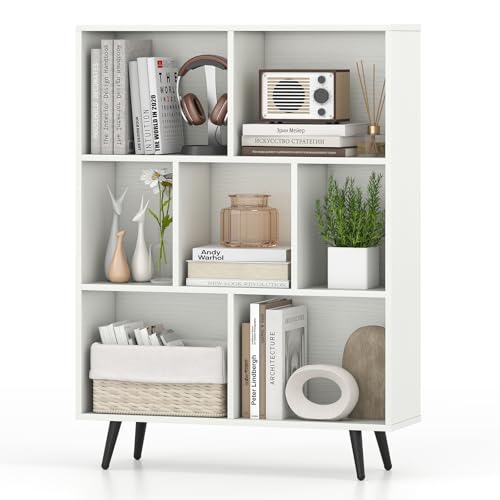 Giantex 3-Tier Mid-Century Cube Bookshelf w/ 7 Shelves