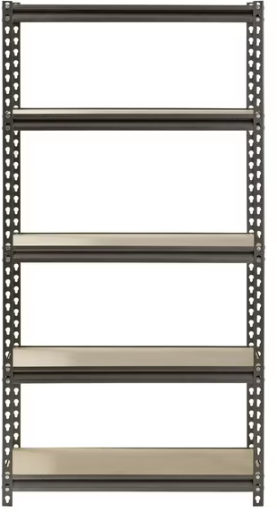 5-Shelf Muscle Rack Steel Freestanding Shelves (30"W x 12"D x 60"H, Silver)