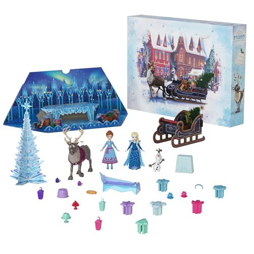 Mattel Disney Frozen Anna & Elsa Small Doll Advent Calendar w/ 24 Play Pieces