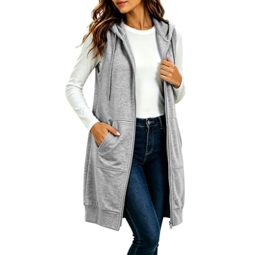 Oversized Fleece Sleeveless Zip up Hoodie Deal