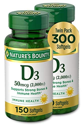 Nature's Bounty 50mcg (2000IU) Vitamin D3 Softgels 2-Pack 150-Count Deal