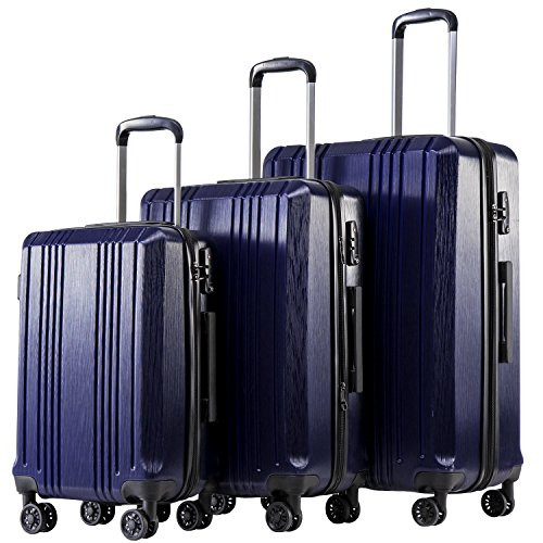 Coolife 3-Piece Expandable Hardside Luggage Set (20", 24", 28")