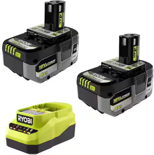 RYOBI ONE+ 18V Lithium-Ion High Performance Starter Kit with (2) 4 Ah Batteries and 2A Charger
