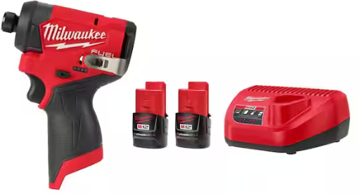 Milwaukee M12 FUEL 12V 1/4 in. Hex Impact Driver w/M12 Compact 2.0 Ah Battery (2-Pack) Starter Kit Deal