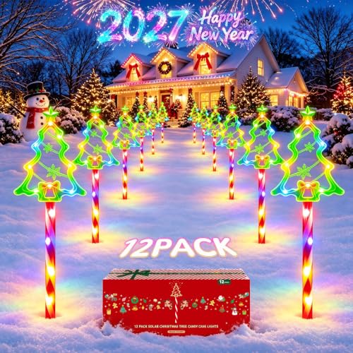 12-Pack Solar Christmas Pathway Lights