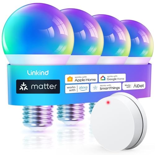 Linkind Matter WiFi Smart RGBTW LED Light Bulbs 4-Pack Deal