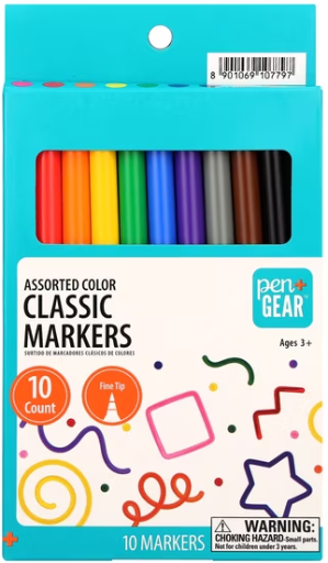 Pen+Gear Classic Markers, Fine or Broad Tip, Assorted Colors, 10 Count Deal