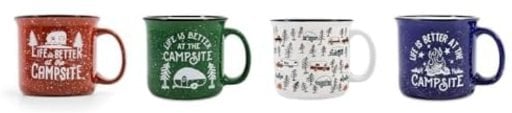 Camco Life is Better at The Campsite Ceramic Coffee Mug 4-Pack
