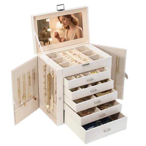 BOOVO 6-Layer Large Jewelry Box (Pearl White) Deal