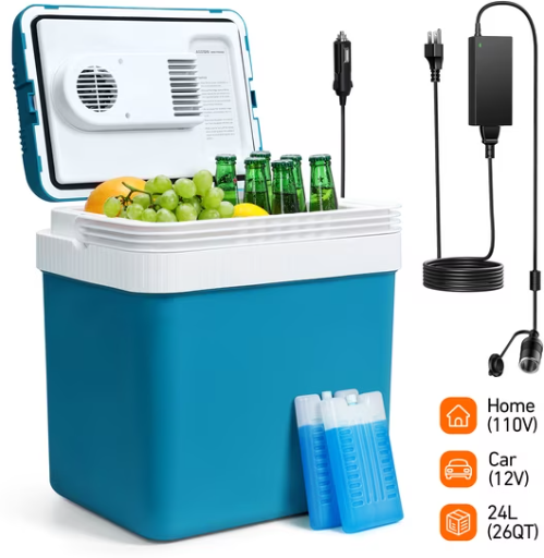 AstroAI Cooler Car Refrigerator 26 QT/24 L with 2 Ice Packs Deal