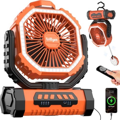 Rechargeable Camping Fan with Telescopic LED Lantern & Remote Deal