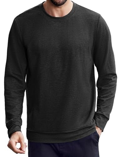 PINSPARK Men's Long Sleeve Crew Neck T-Shirt with Zipper Pocket Deal