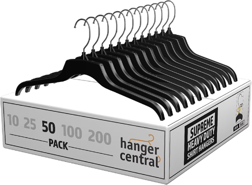 Hanger Central 50-Pack 17" Non-Slip Plastic Clothing Hangers