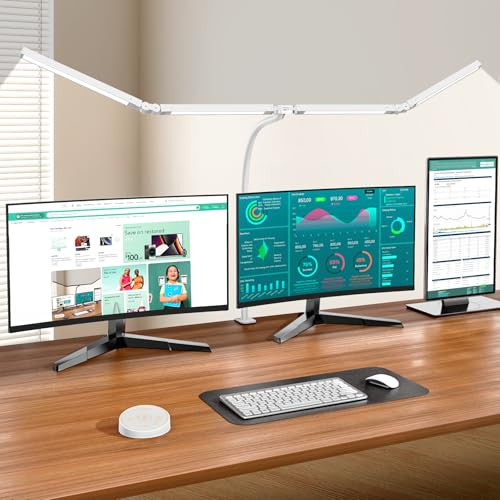 Pzloz Double Head LED Desk Lamp w/ Remote Control (White)
