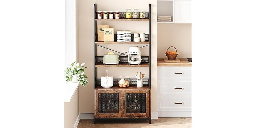 GAOMON 70.87" 4-Tier Industrial Bookshelf w/ Mesh Doors & Metal Frame