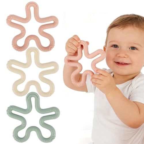 3 Pack Coral Flower Ring Teether Baby Teething Toys Deal
