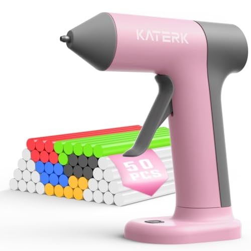 Katerk Cordless Rechargeable Mini Hot Glue Gun w/ 50 Glue Sticks