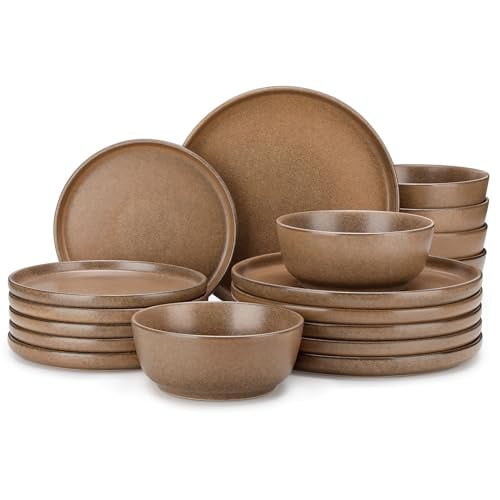 Vancasso Zermatt Stoneware Dinnerware Set for 6 (Caramel Yellow) 18-Pc Deal