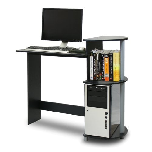 Furinno 28.5" Computer Desk w/ 3 Side Shelves (Black/Grey)